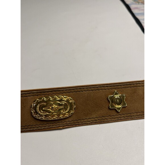 Escada Gold Medallions & Buckle Brown Leather Belt Women’s EUR 42 US 12 Vtg main image 10